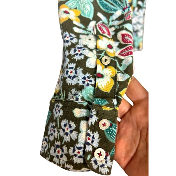 Talbots Womens Floral Mirrored Garden Cotton Button Front Long Sleeves  S - Picture 8 of 10